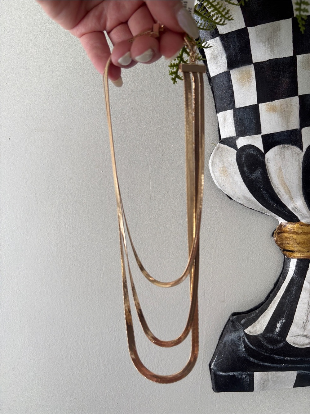 Gold Multi-Strand Herringbone Necklace - Women Jewelry